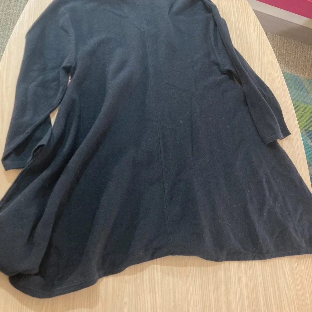 Pure Jill Asymmetrical Hem Sweater XS Petite Solid Black Cotton Modal Silk NEW